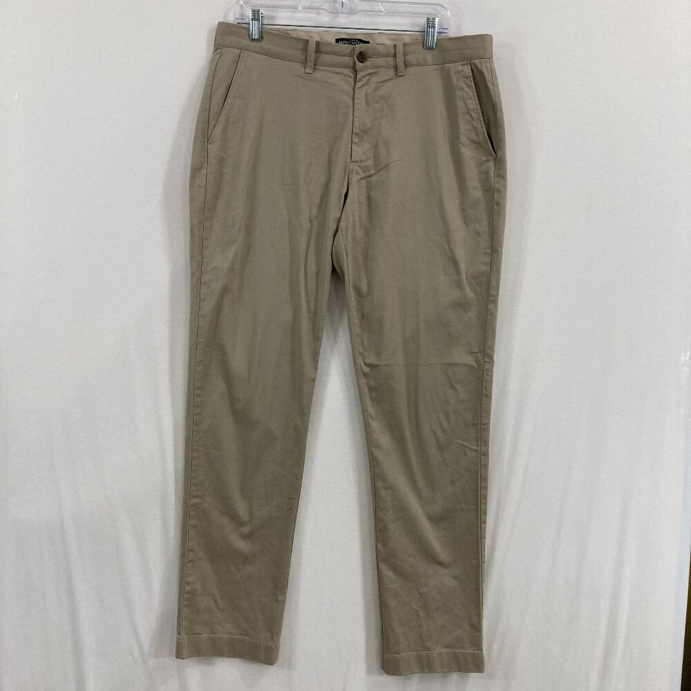 J. Crew Mens Flex Chino Pants size 34 x 32 Cream‎ Tan Straight Leg Preppy Office